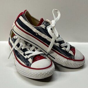 Kids Youth All-Star Converse Shoes Size 11 Red Blue Stripes Stars Patriotic